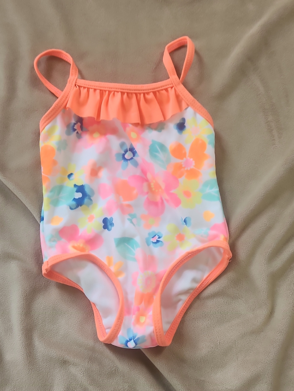 wonder nation Coral Trim Floral One-Piece Swimsuit
